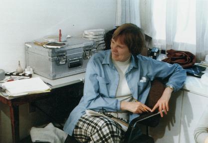 Barbara Bates making physical examination educational films, 1982
