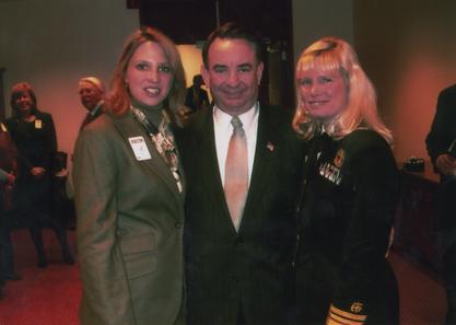 Susan J. Blumenthal with former intern Rebekah Gee, now a resident in obstetrics and gynecology at Harvard Medical School, and Secretary of Health and Human Services Tommy Thompson