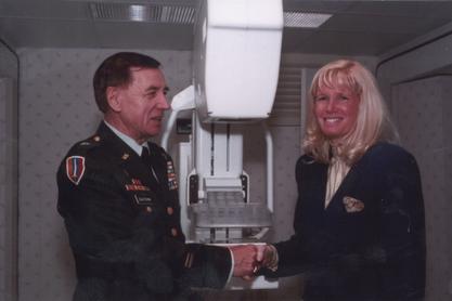 Susan J. Blumenthal with General Zatchuk, retired, at the Missiles to Mammograms initiative that she spearheaded