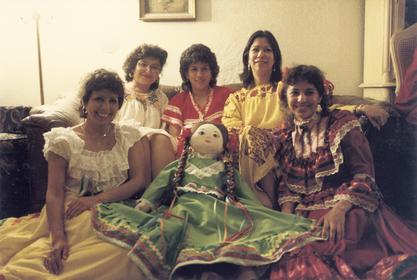 Las Camaradas: Katherine Flores (right), Yolanda Contreras, Rosario Sanchez, Hilda Canut Montoy, and Rachel Cuevas, 1983 