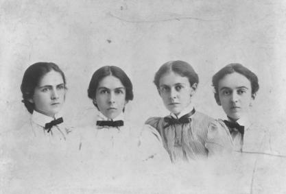 Alice Hamilton (second from left) with her sisters Norah, Margaret, and Edith, 1880s