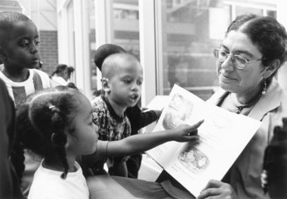 Perri Klass reading to children, 1990s
