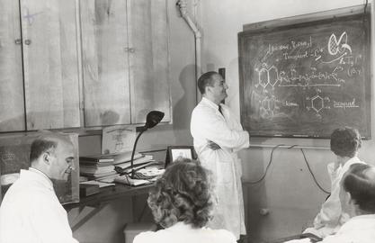 Esther Sternberg's father teaching a class, 1950s