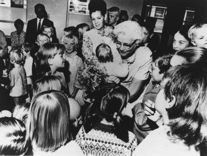 Helen Taussig with children at a South African clinic, 1970