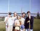 Frances Conley, with athletes Vic Johnson, Phil Conley, Bruce Kennedy, and Greg Johnson at Stanford University, 1971