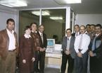 Dr. Ruth Dayhoff (second from left), Dr. Omar El Hattab (third from left) with other staff at the National Cancer Institute of Egypt where the VA's hospital information system is running.  In a United Nations funded effort, Ruth assisted in technology tra