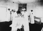 Matilda Evans in the operating room of Taylor Lane Hospital, the hospital she founded in 1901