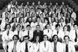Bernadine Healy (third row, third from left) with her Harvard Medical School class, ca. 1970