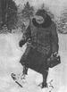 Kate Pellham Newcomb wearing snowshoes to visit patients in their homes