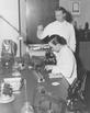 Sister Fernande Pelletier, M.D. and Sister Mathias Zimmerman, M.D. in the laboratory at Georgetown University Medical School, 1959