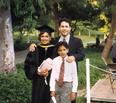 Michelle Bholat with her two sons, at her graduation from the University of California, Irvine College of Medicine , 1992